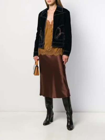 Gold Hawk Lace Trim Slip Top In Brown