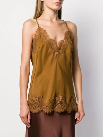 Gold Hawk Lace Trim Slip Top In Brown