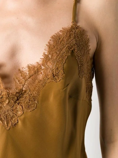 Gold Hawk Lace Trim Slip Top In Brown