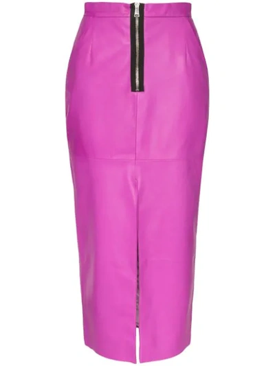 Shop Natasha Zinko High-waisted Leather Pencil Skirt In Pink