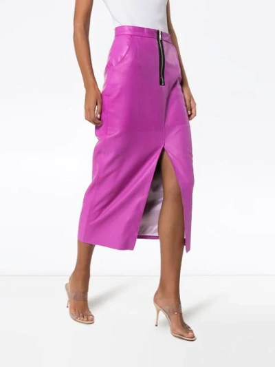 Shop Natasha Zinko High-waisted Leather Pencil Skirt In Pink