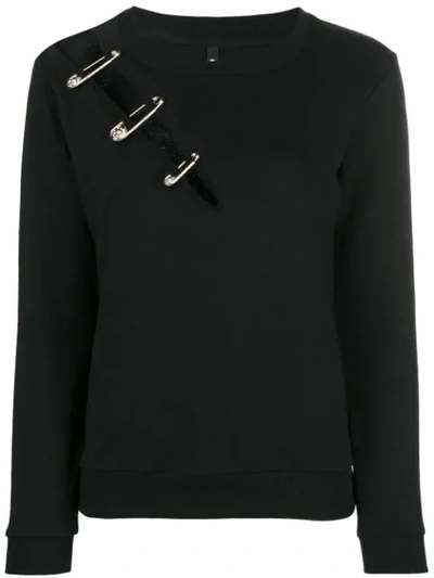 Shop Versus Safety Pin Slit Sweatshirt - Black