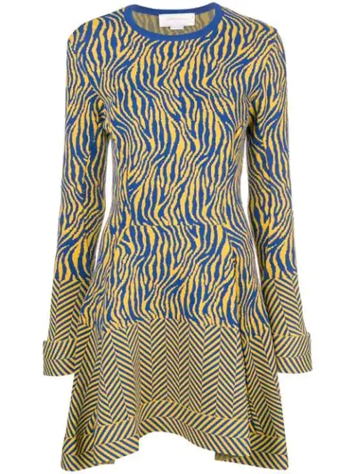 Shop Esteban Cortazar Knitted Zebra Mini Dress - Blue
