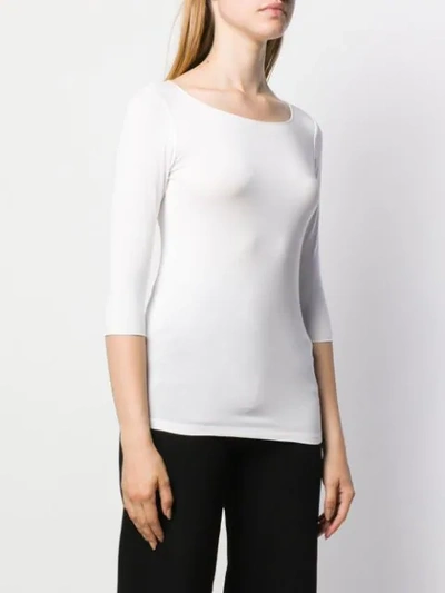 Shop Majestic Cropped Sleeves Jumper In White