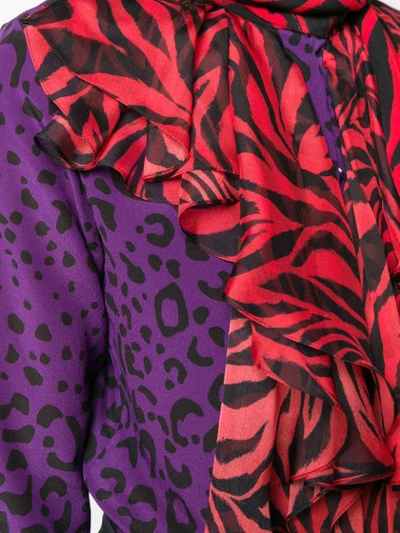 Shop Faith Connexion Contrast Animal Print Blouse In Purple