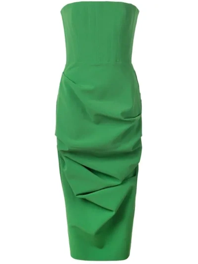Shop Alex Perry Mena Strapless Midi Dress In Green
