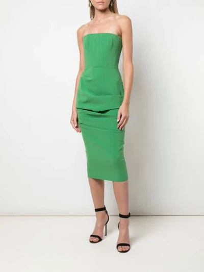 Shop Alex Perry Mena Strapless Midi Dress In Green