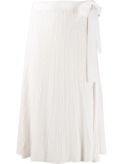 Shop Victoria Victoria Beckham Pleated Knit Skirt In White