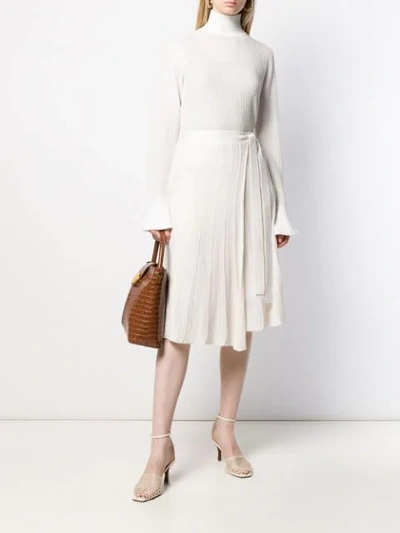 Shop Victoria Victoria Beckham Pleated Knit Skirt In White