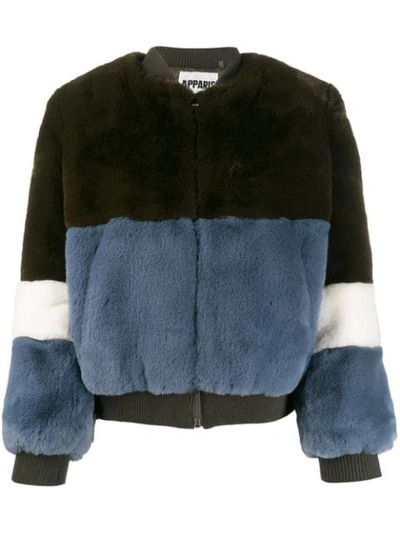 Shop Apparis Ana Faux Fur Bomber Jacket In Green