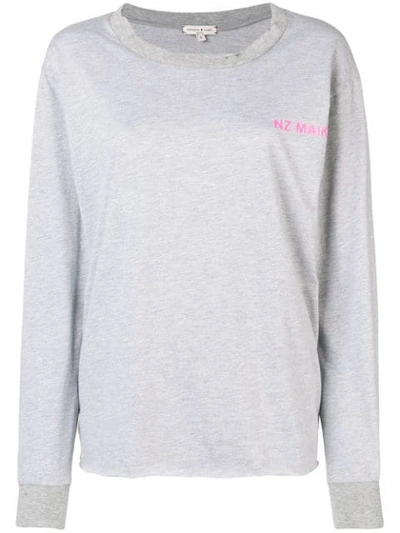 Shop Natasha Zinko Logo Long Sleeved T-shirt - Grey