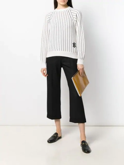 Shop Barrie Striped Cashmere Jumper In White