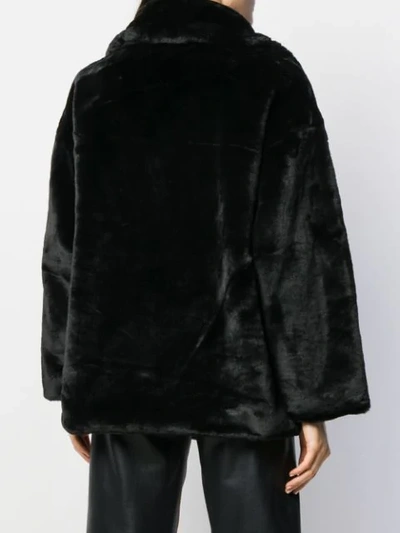 Shop Apparis Double-breasted Faux-fur Coat In Black