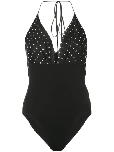 Shop Alexandre Vauthier Polka Dot Print Bodysuit - Black