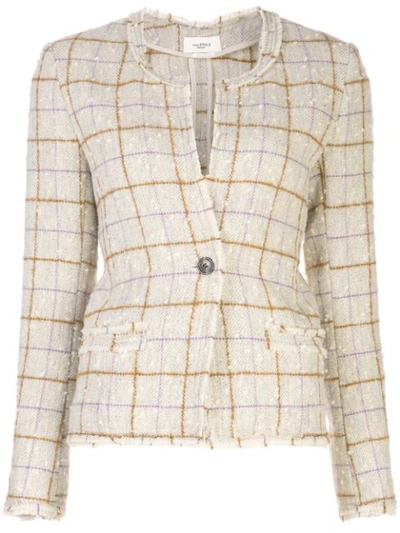 Isabel Marant toile Lyra Fringe trim Tweed Topper Jacket In Beige