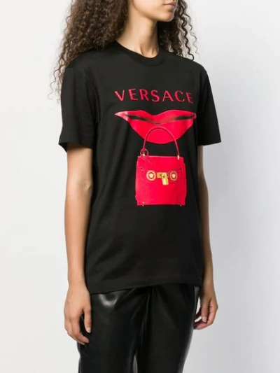 Shop Versace Lips And Bag Print T-shirt In Black