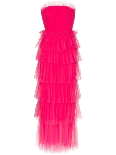 CAROLINA HERRERA TIERED RUFFLE MAXI-DRESS - 粉色