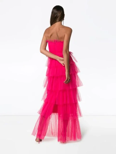 Shop Carolina Herrera Tiered Ruffle Maxi-dress In Flamingo
