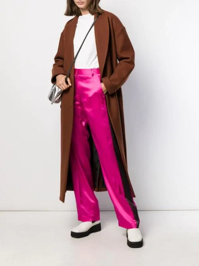 Shop Msgm Double-breasted Virgin Wool Coat In 30 Brown