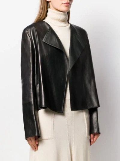 Shop The Row Short Leather Jacket In Black