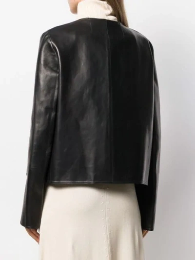 Shop The Row Short Leather Jacket In Black