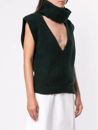 Shop Jacquemus Aube Knitted Top In Green