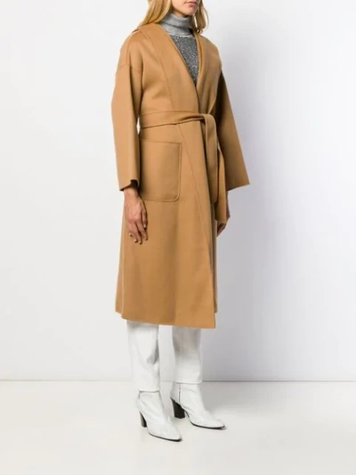 Shop Arma Belted Wool Wrap Coat In Neutrals