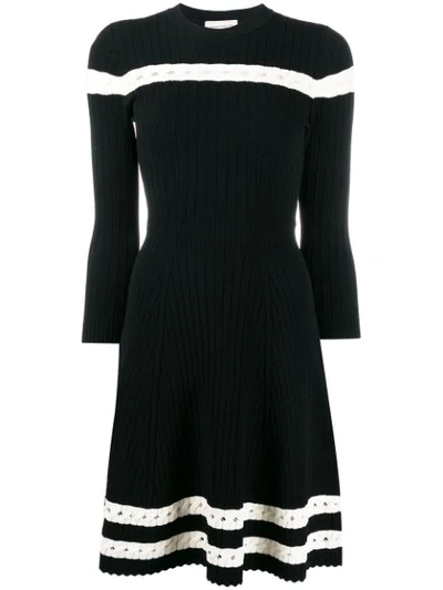 Shop Alexander Mcqueen Knitted Skater Dress In 1008 Black
