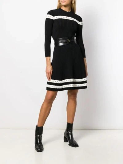 Shop Alexander Mcqueen Knitted Skater Dress In 1008 Black