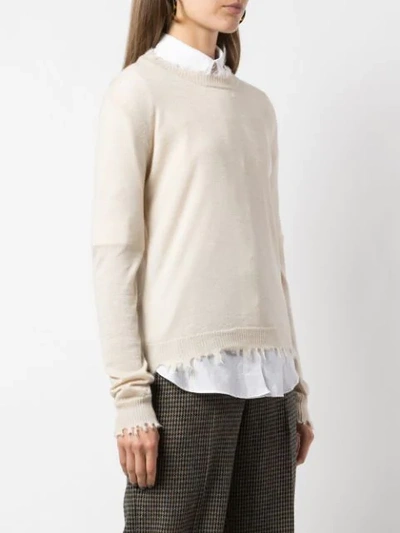 Shop Uma Wang Frayed Knit Jumper In White