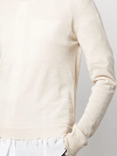 Shop Uma Wang Frayed Knit Jumper In White