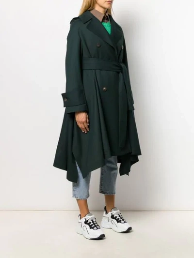 Shop Acne Studios Belted Trench Coat In Green