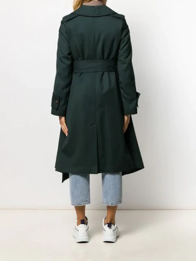 Shop Acne Studios Belted Trench Coat In Green