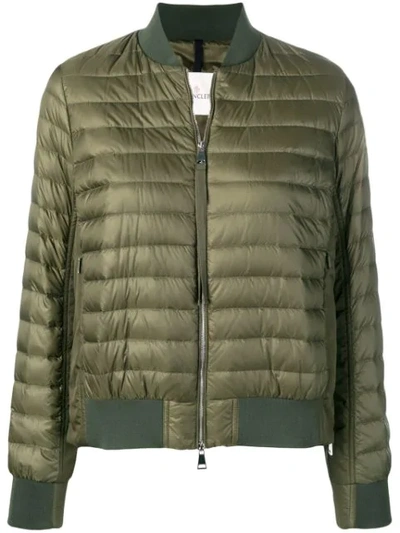 Shop Moncler Padded Bomber Jacket In Green