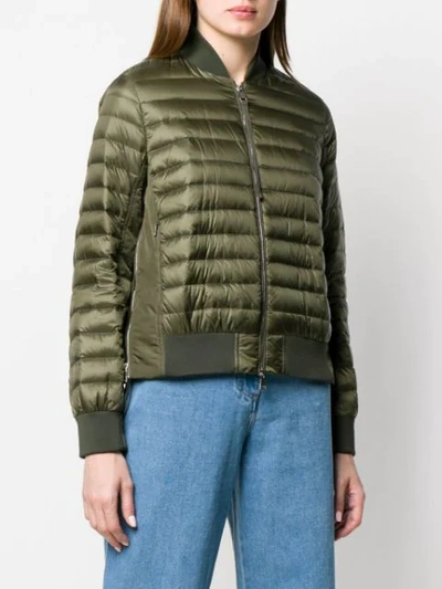 Shop Moncler Padded Bomber Jacket In Green