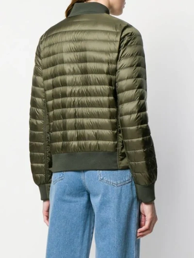 Shop Moncler Padded Bomber Jacket In Green