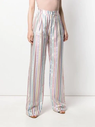 Shop Attico Metallic Striped Trousers In Neutrals