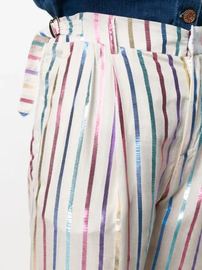 Shop Attico Metallic Striped Trousers In Neutrals