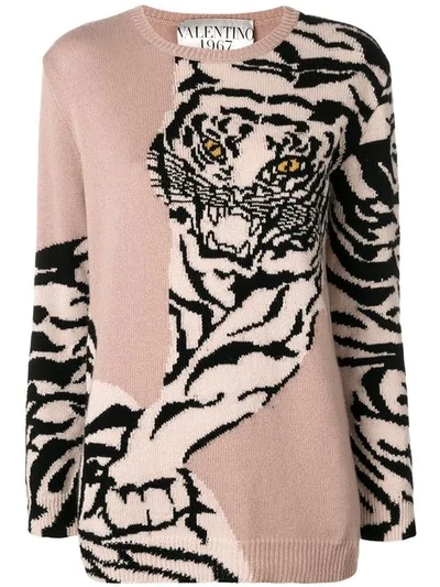 Shop Valentino Tiger Pattern Sweater In Neutrals