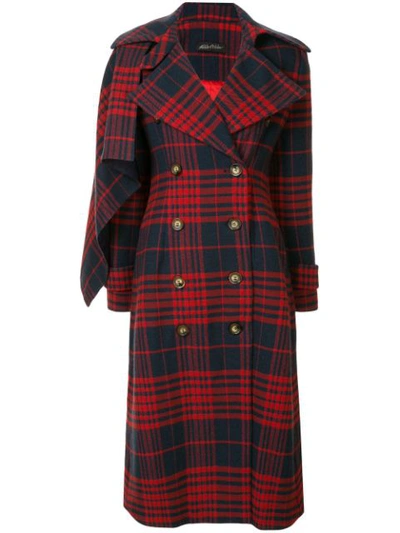 Shop Anna October Checked Double-breasted Coat - Red