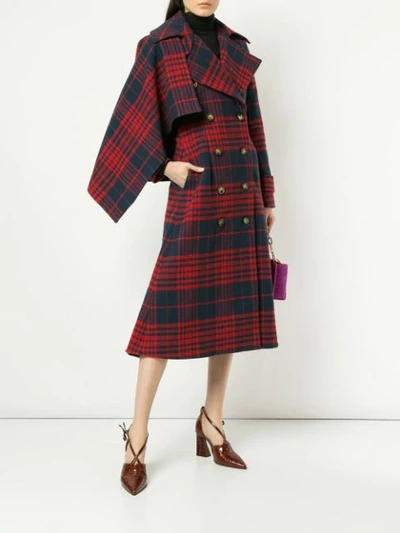 Shop Anna October Checked Double-breasted Coat - Red