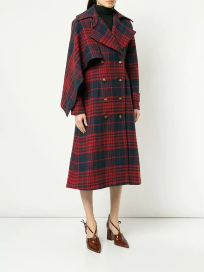 Shop Anna October Checked Double-breasted Coat - Red