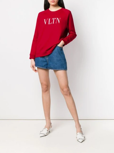 Shop Valentino Vltn Print Sweatshirt In Red