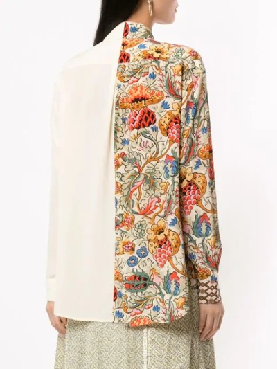 Shop Burberry Floral-print Colour-block Shirt In Yellow