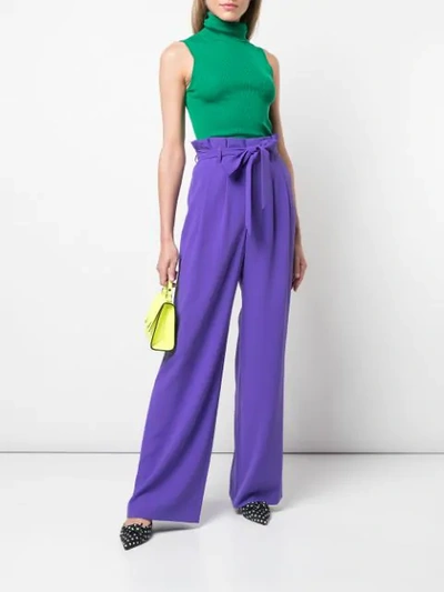 Shop Alice And Olivia Paperbag Waist Trousers In Purple