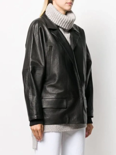 Shop Alberta Ferretti Oversized Leather Blazer In Black