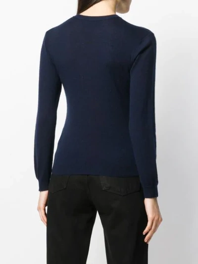 Shop Alexandra Golovanoff Fine Knit Fitted Jumper In Blue