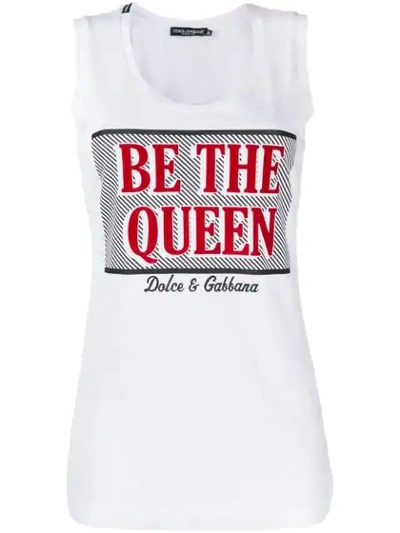 Shop Dolce & Gabbana Be The Queen Print Vest Top In W0800 White