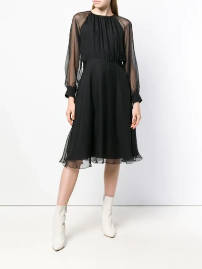 Shop Rochas Long Sleeve Dress - Black