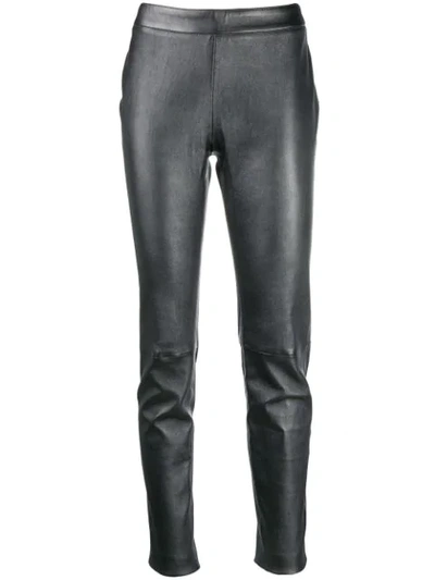 Shop Fabiana Filippi High-shine Slim-fit Trousers In Grey